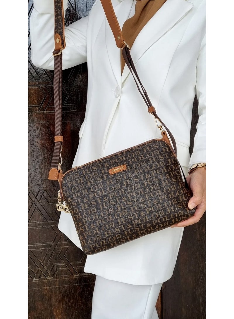 Just Polo A stylish and elegant crossbody shoulder bag from Just & Polo, designed to combine fashion with everyday practicality. Featuring a modern monogram pattern with high-quality finishing, this bag is perfect for daily use, shopping, work, or casual outings. Its compact yet spacious interior allows you to carry your essentials comfortably, while the adjustable shoulder strap ensures easy and comfortable wear. - Image 4